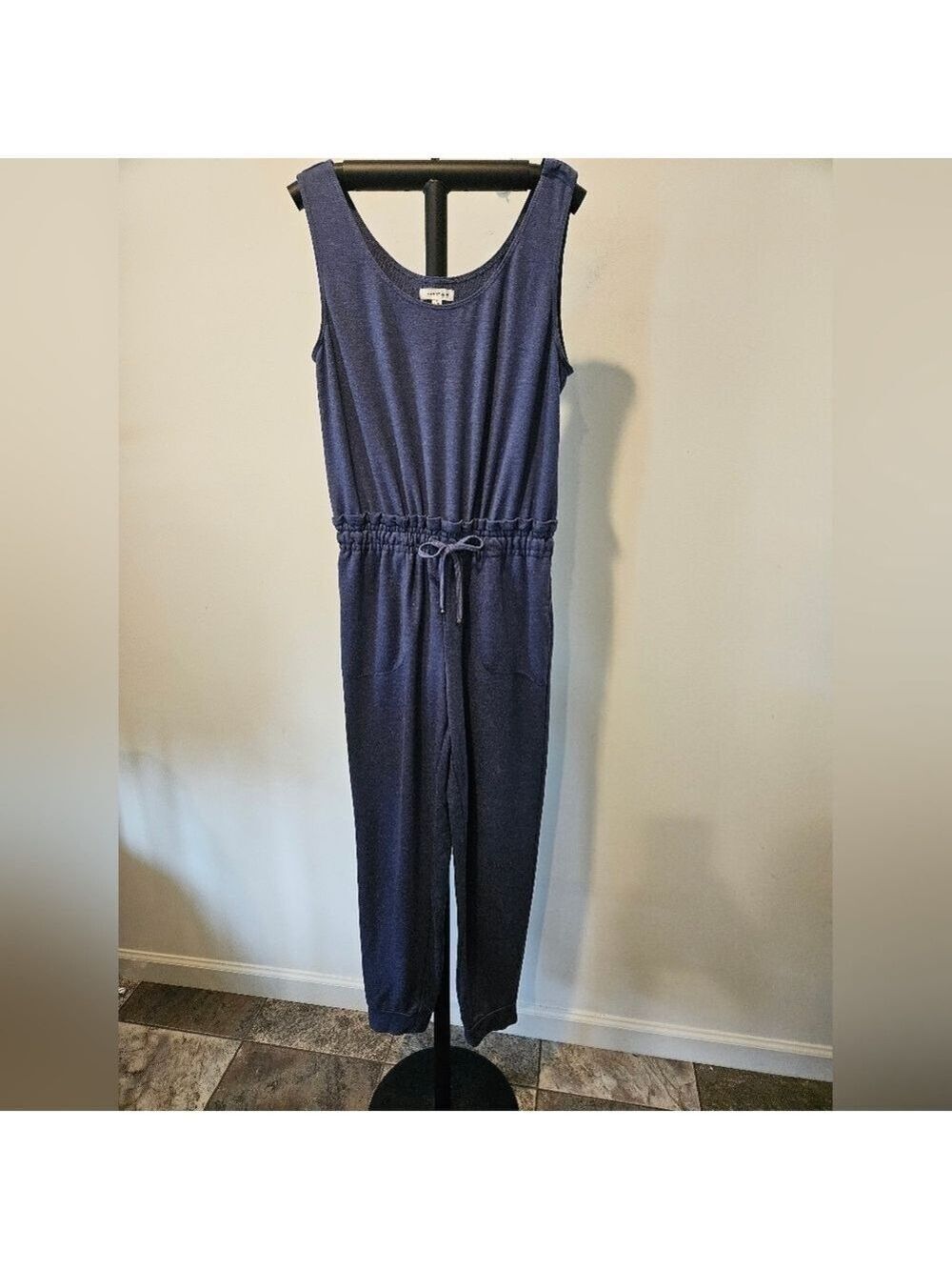 MAX STUDIO WOMEN'S BLUE SLEEVELESS ELASTIC WAISTLINE JUMPSUIT SIZE SMALL
